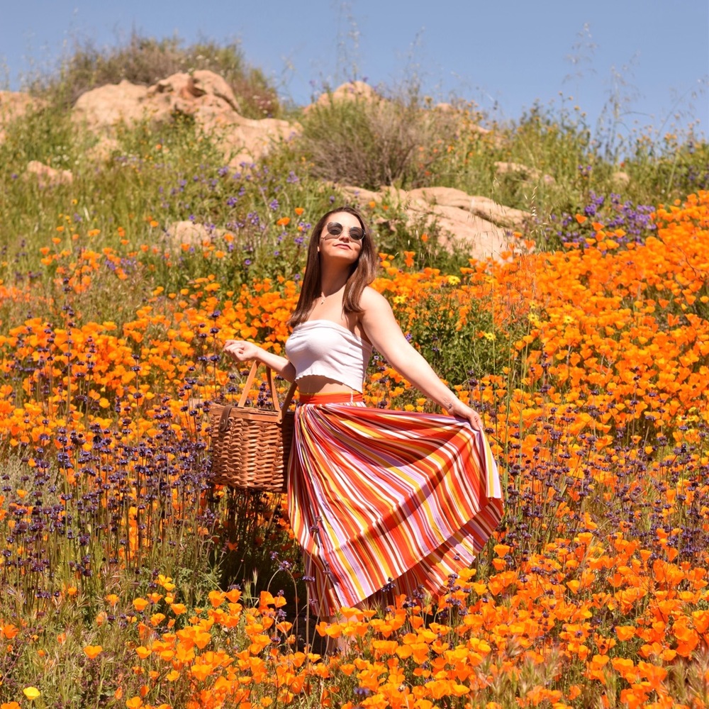 Stripped multicolored midi skirt!